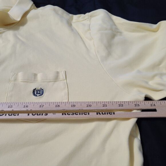 Chaps Mens Polo Shirt Yellow Size Large 100% Cotton Short Sleeve Pullover Collar - Picture 3 of 12